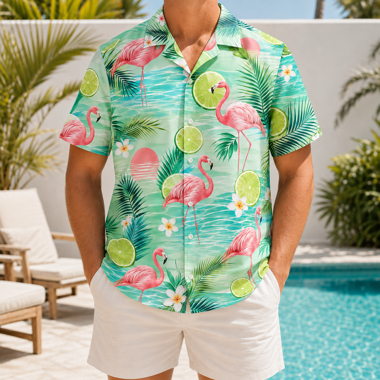 Summer Tropical Print Short Sleeve Beach Shirt -30