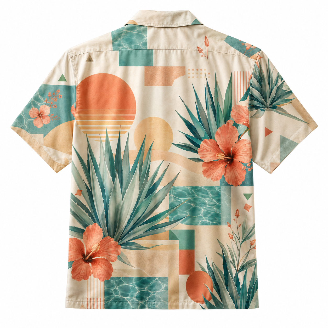 Summer Tropical Print Short Sleeve Beach Shirt -39