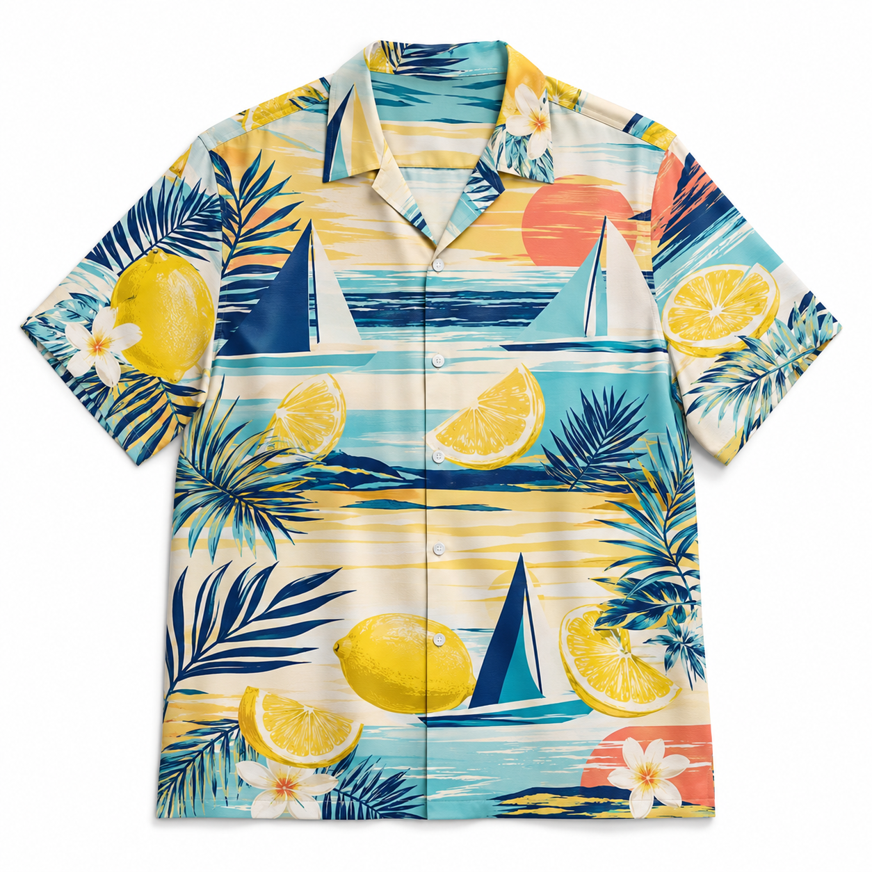 Summer Tropical Print Short Sleeve Beach Shirt -79