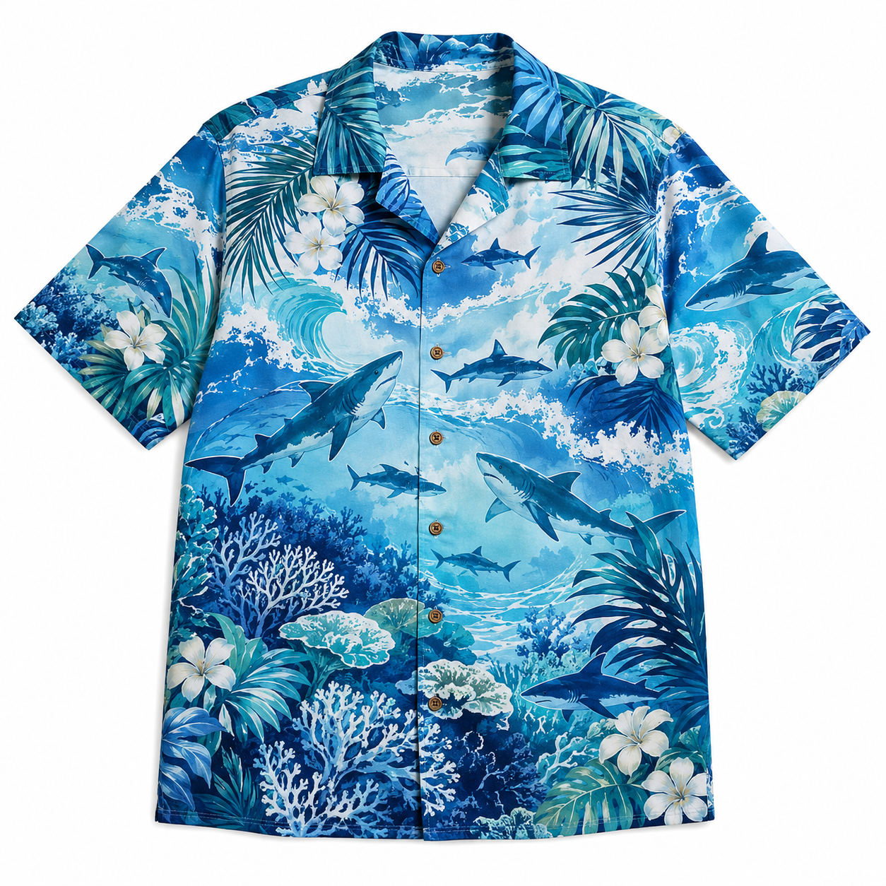 Summer Tropical Print Short Sleeve Beach Shirt -20
