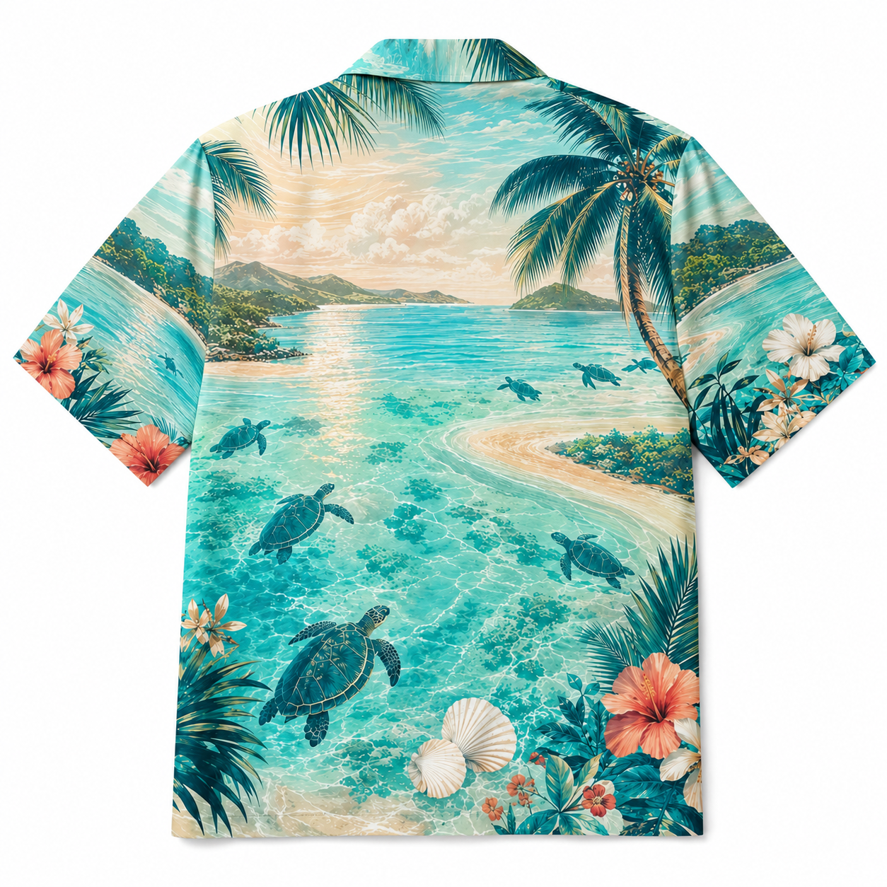 Summer Tropical Print Short Sleeve Beach Shirt -84