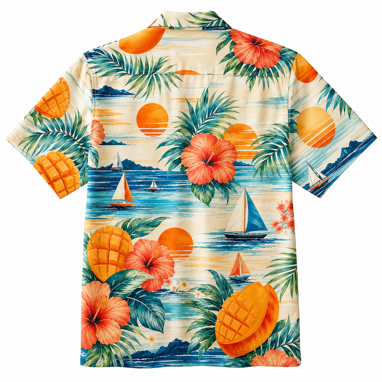 Summer Tropical Print Short Sleeve Beach Shirt -57