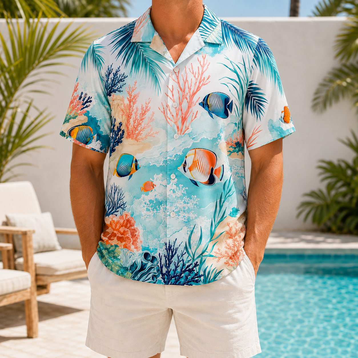 Summer Tropical Print Short Sleeve Beach Shirt -40