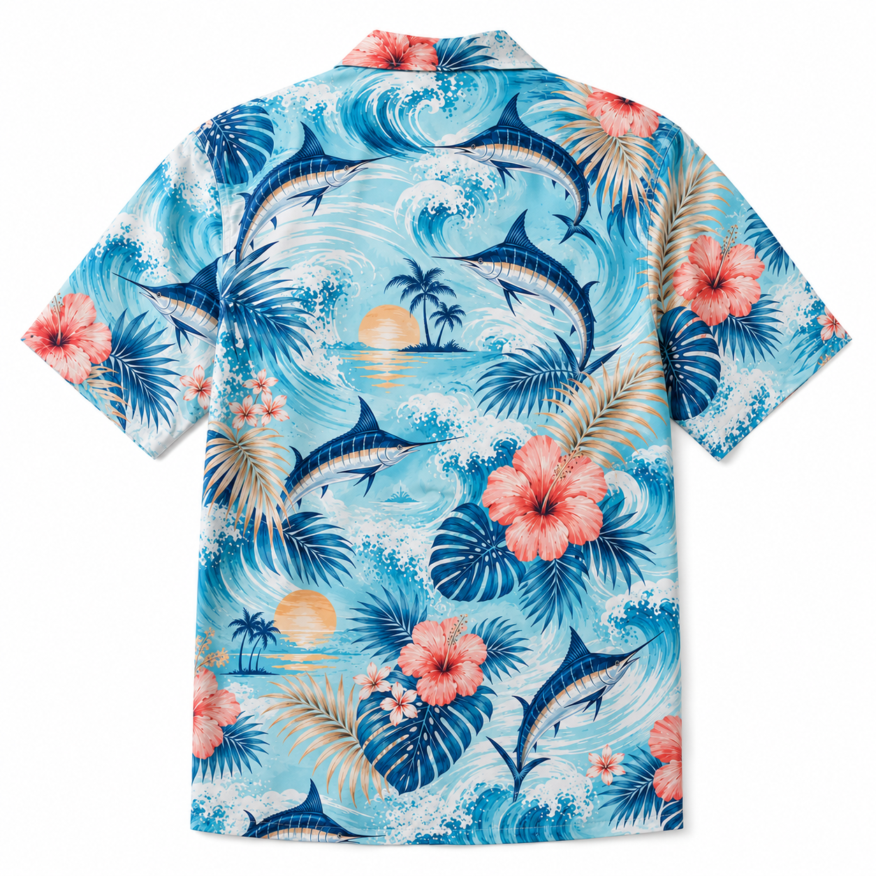 Summer Tropical Print Short Sleeve Beach Shirt -43