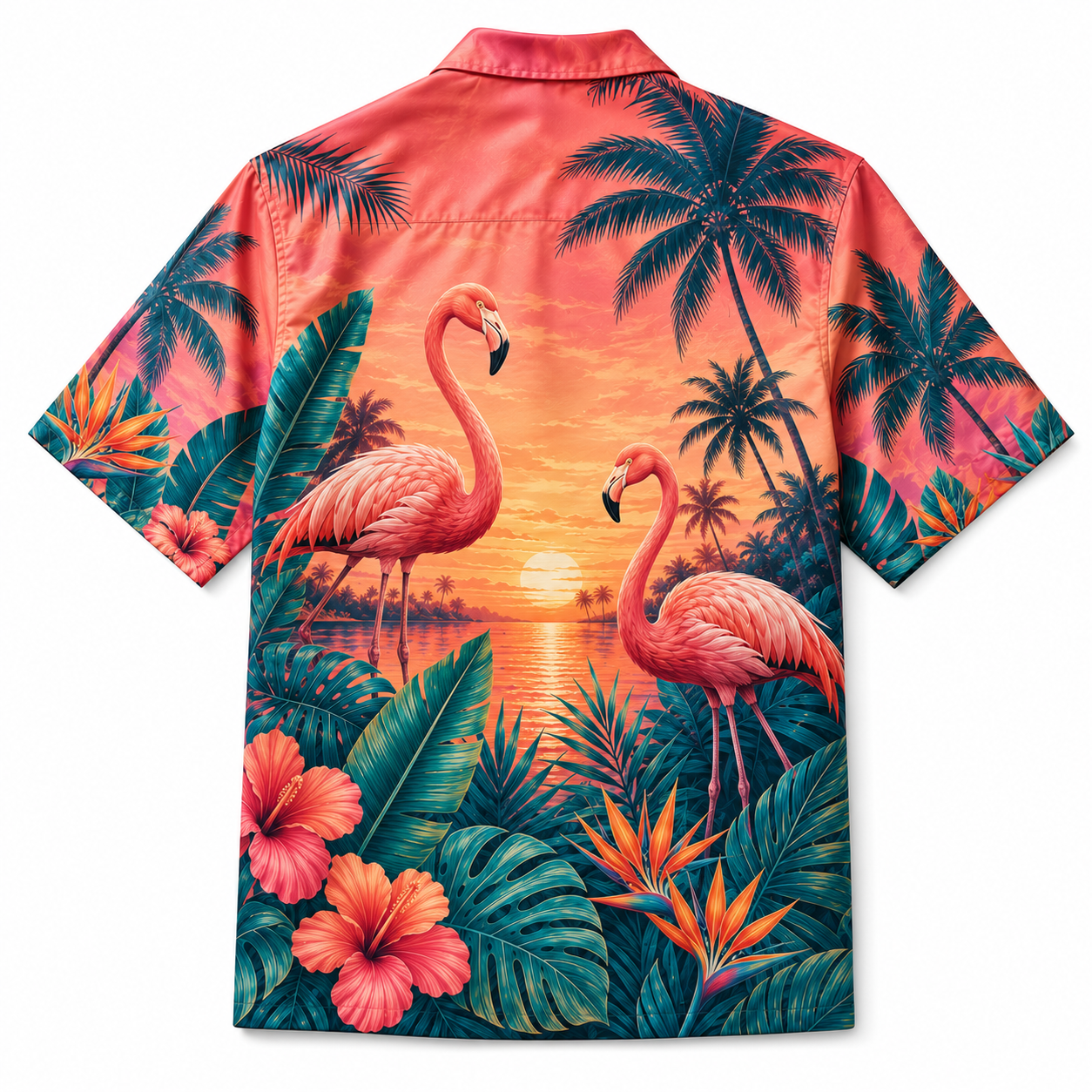 Summer Tropical Print Short Sleeve Beach Shirt -6