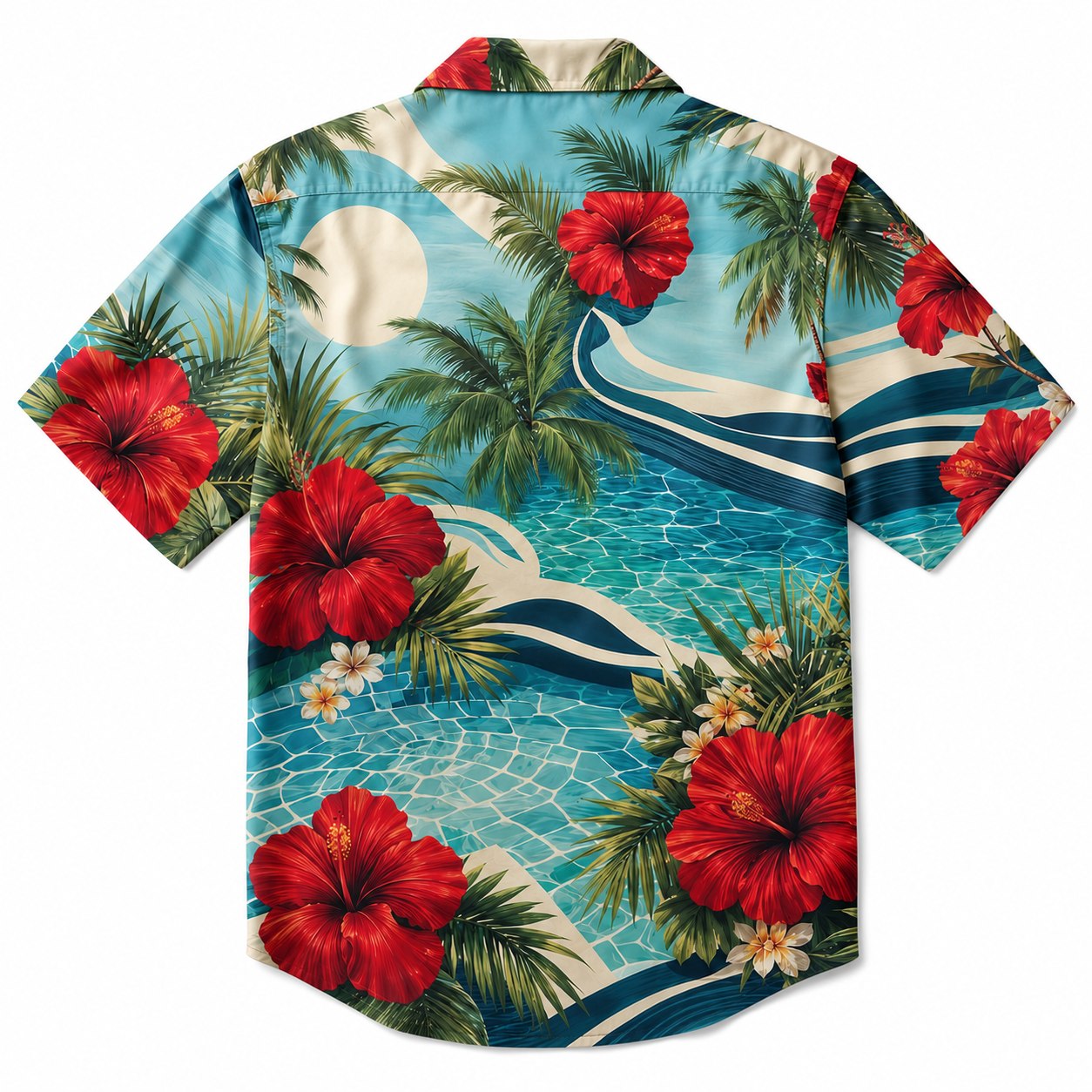 Summer Tropical Print Short Sleeve Beach Shirt -75
