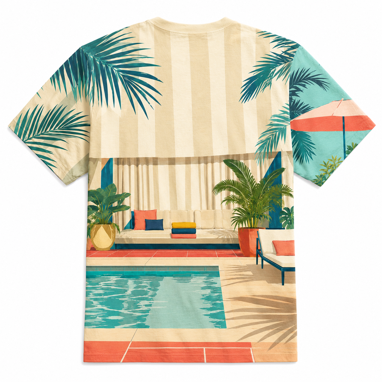 Men's Vintage Tropical Beach Resort Short Sleeve T-Shirt -02