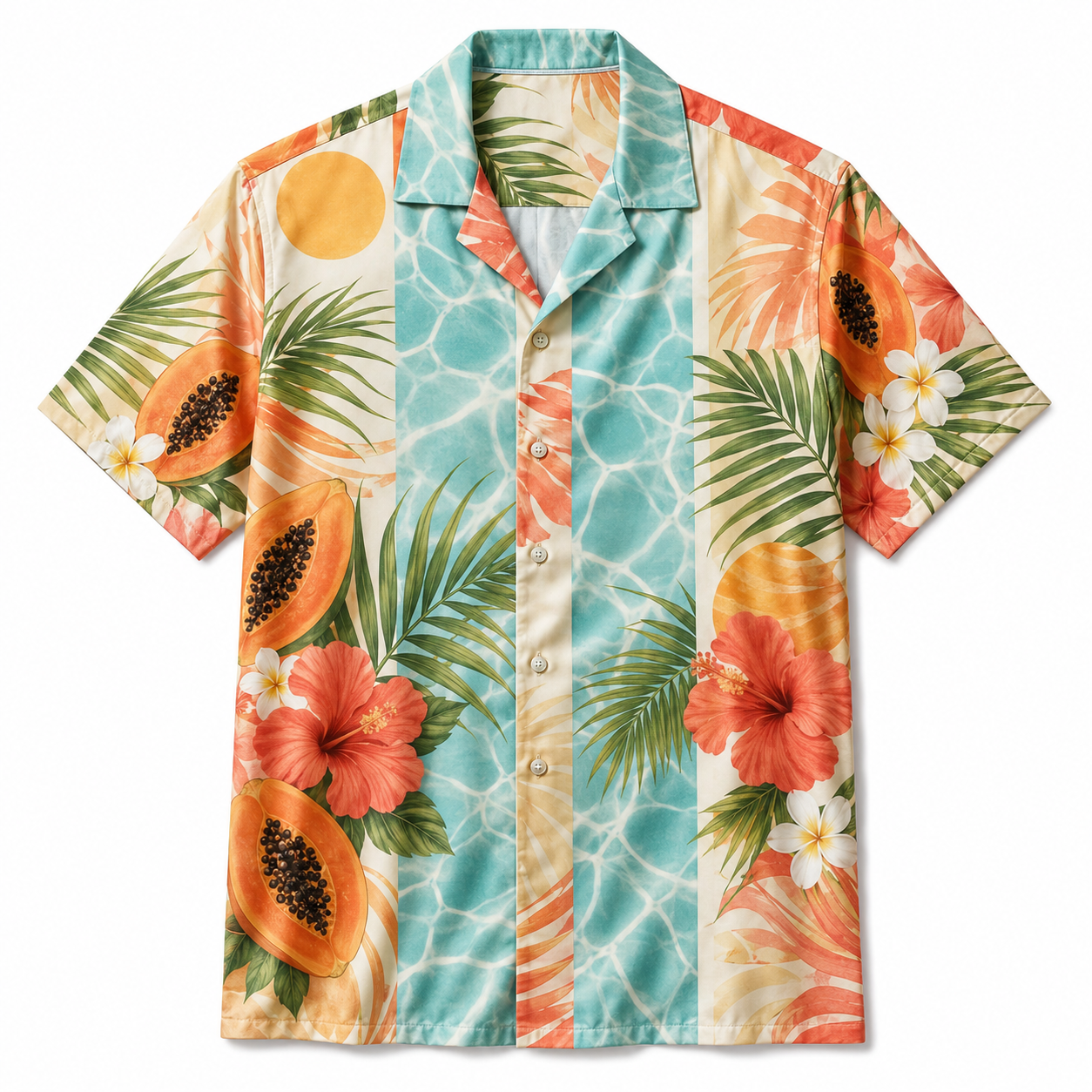 Summer Tropical Print Short Sleeve Beach Shirt -64