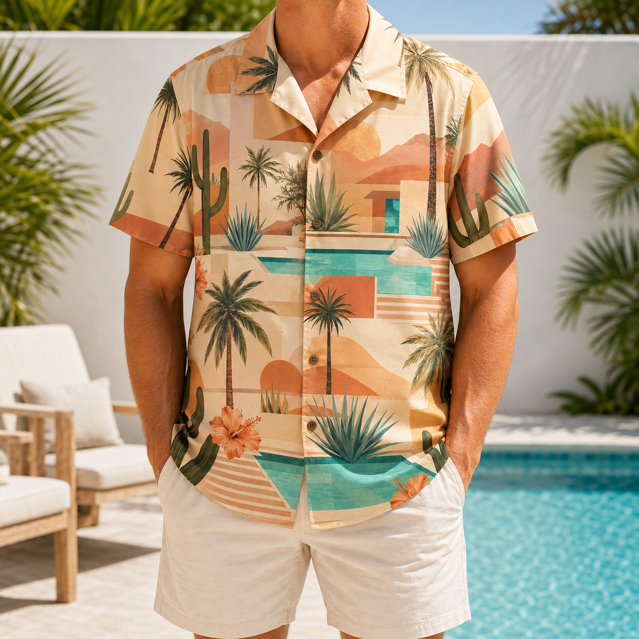 Summer Tropical Print Short Sleeve Beach Shirt -15