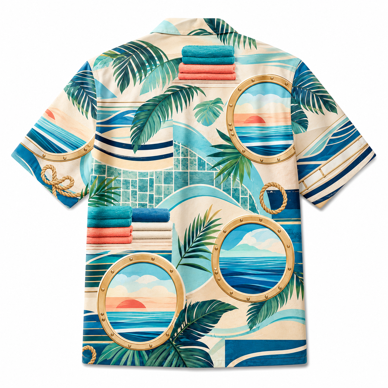 Summer Tropical Print Short Sleeve Beach Shirt -104