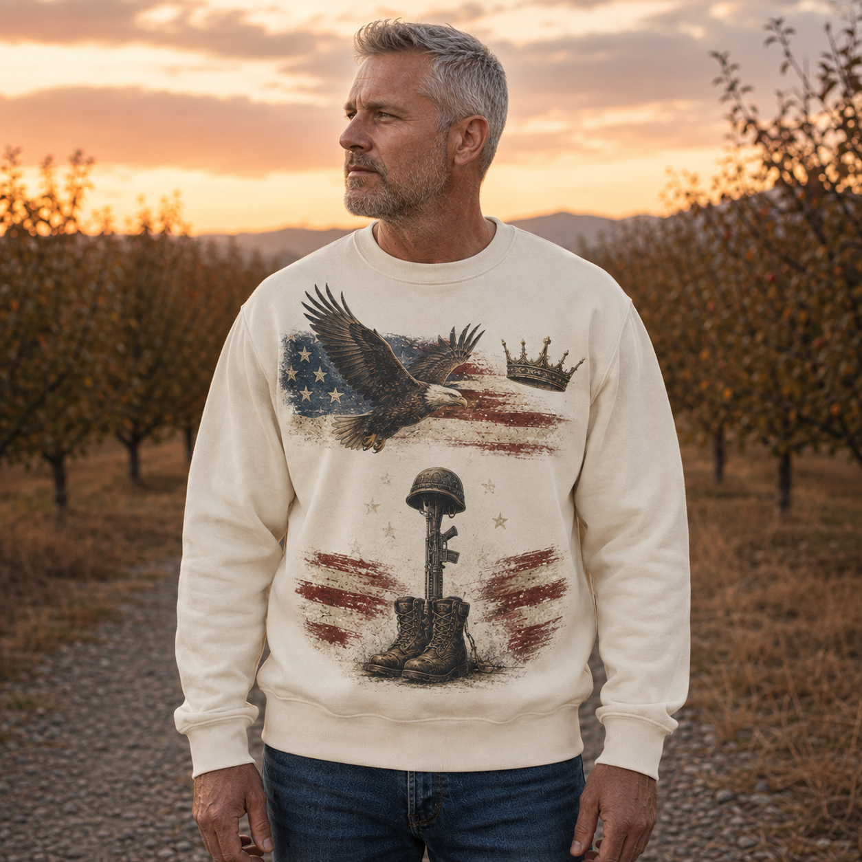 Men's Vintage Patriotic Eagle Military Tribute Sweatshirt -32