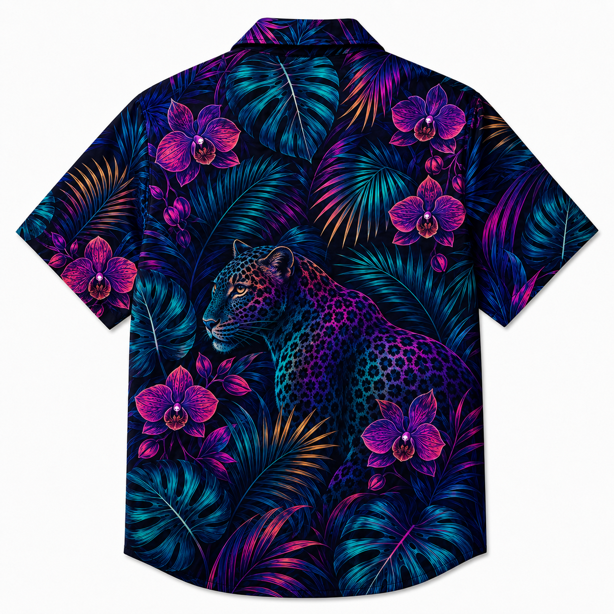 Summer Tropical Print Short Sleeve Beach Shirt -7