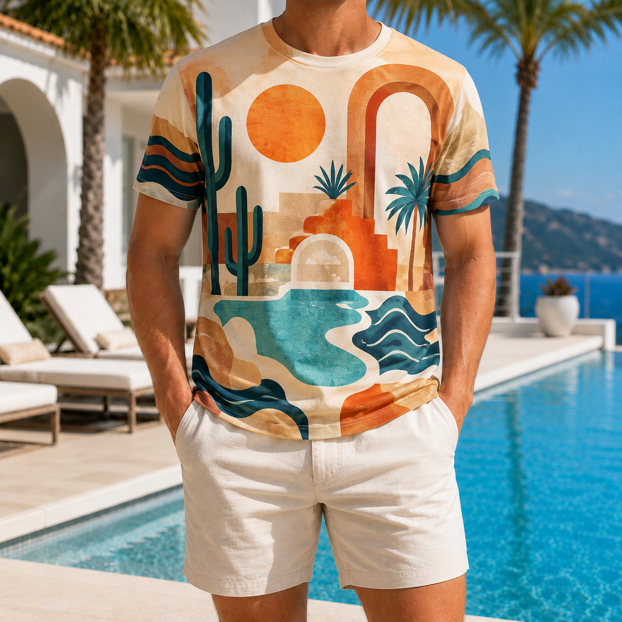 Men's Vintage Tropical Beach Resort Short Sleeve T-Shirt -18
