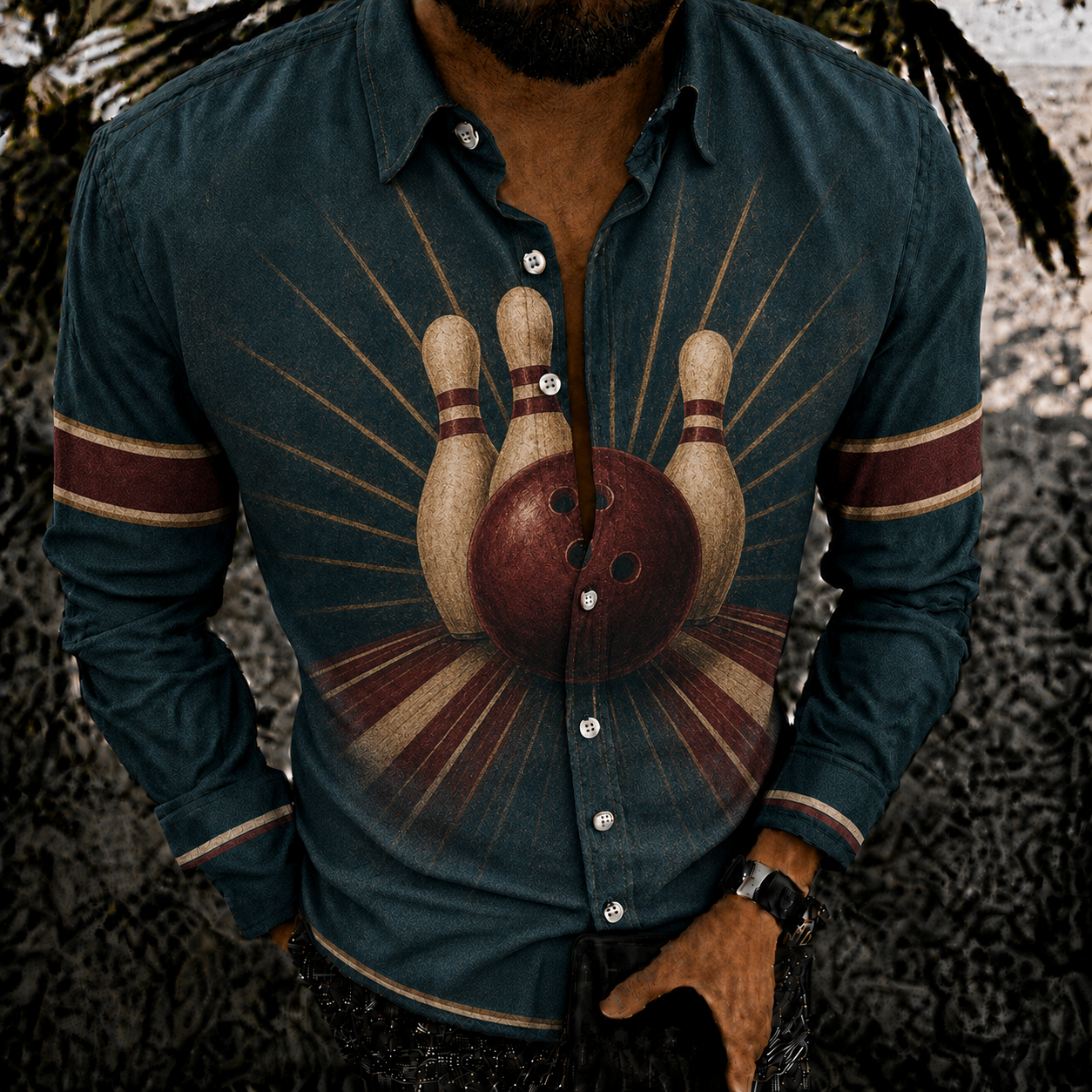 Men's Vintage-Style Long-Sleeve Casual Button-Up Shirt -362
