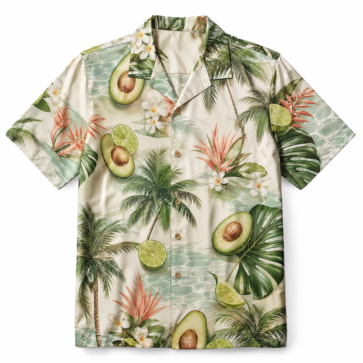Summer Tropical Print Short Sleeve Beach Shirt -17