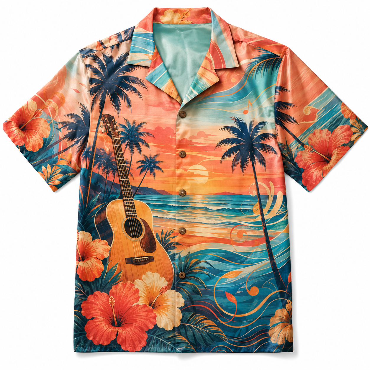Summer Tropical Print Short Sleeve Beach Shirt -26