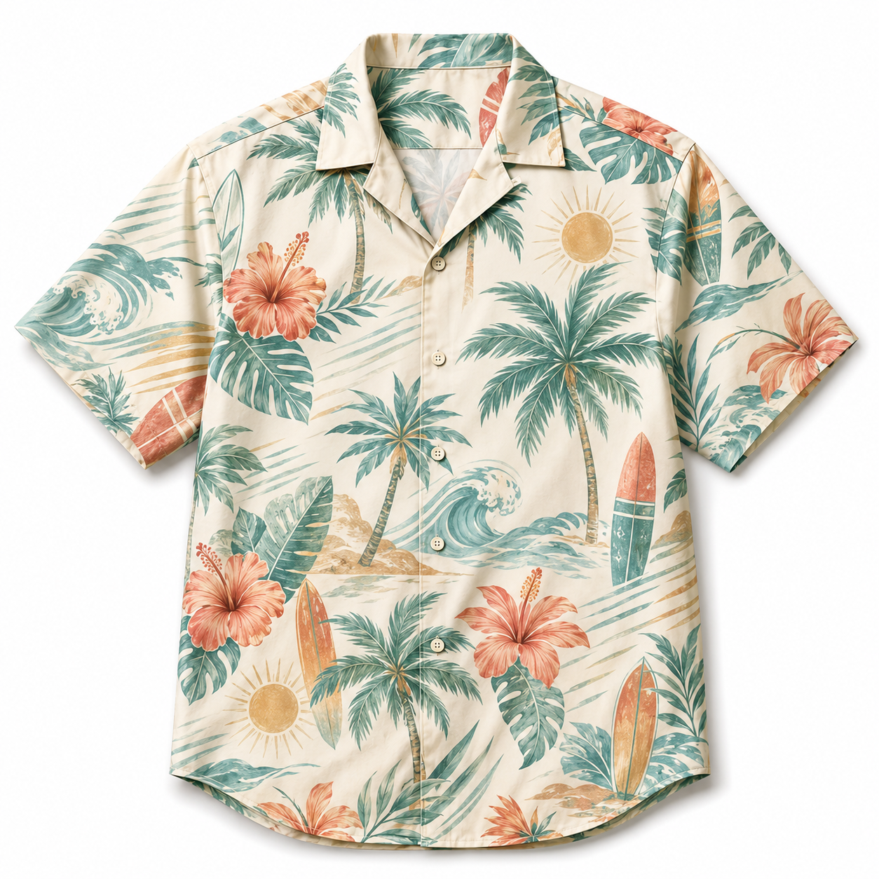 Summer Tropical Print Short Sleeve Beach Shirt -8