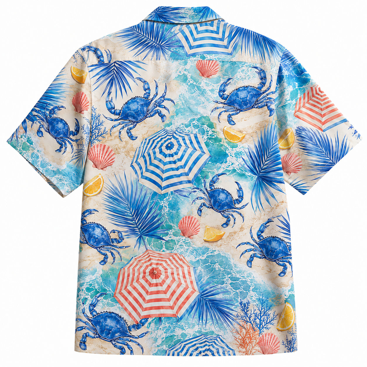 Summer Tropical Print Short Sleeve Beach Shirt -77