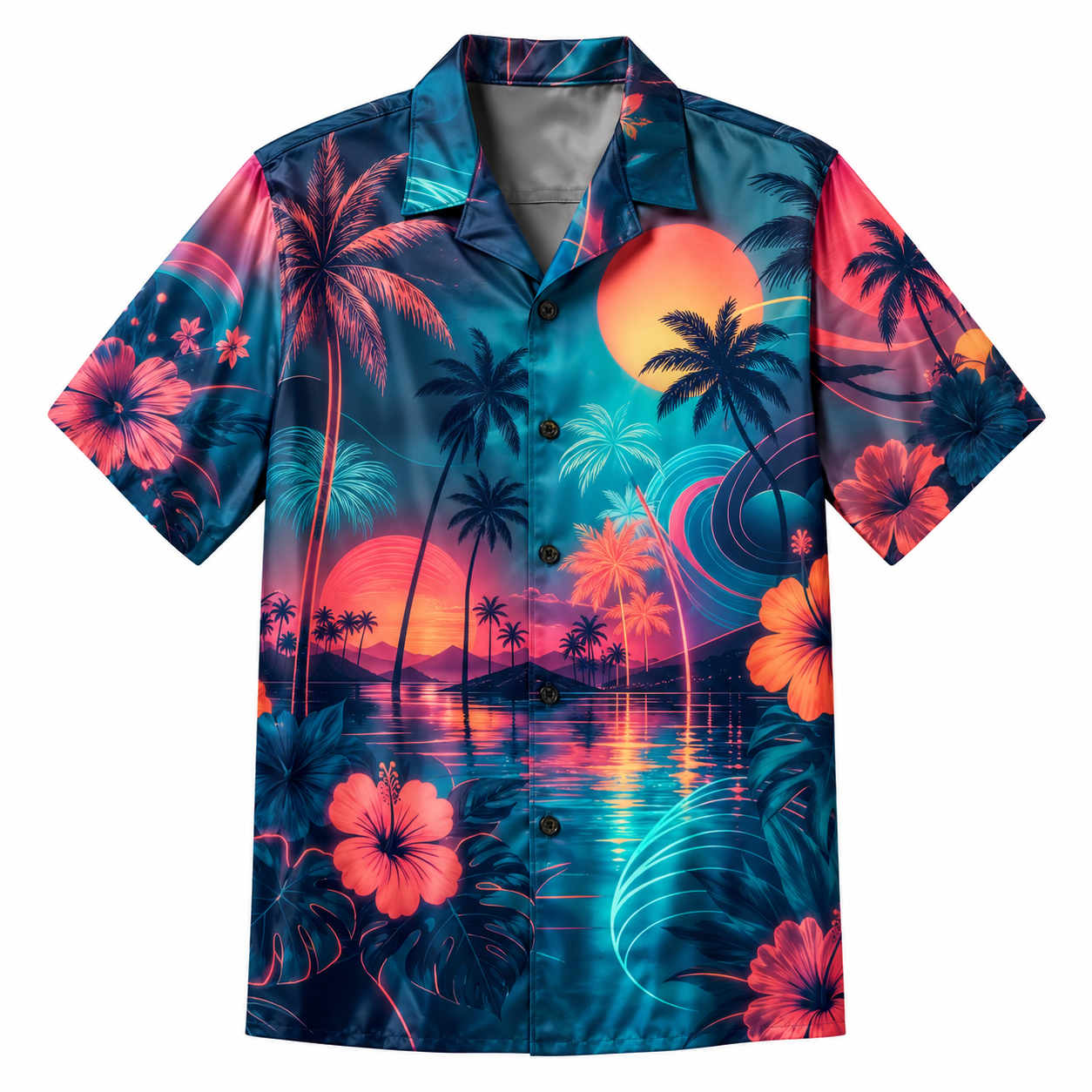 Summer Tropical Print Short Sleeve Beach Shirt -23