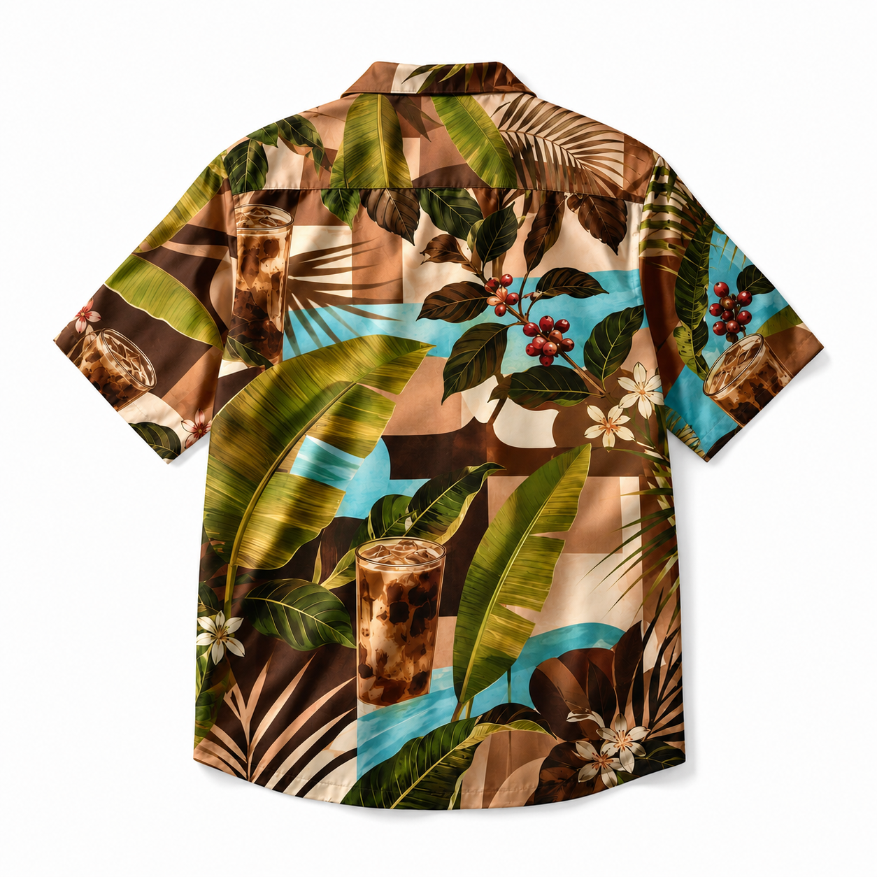 Summer Tropical Print Short Sleeve Beach Shirt -36