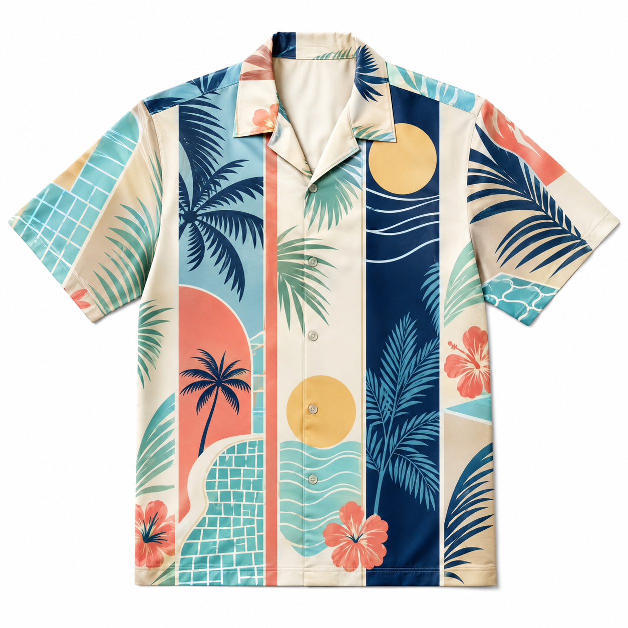 Summer Tropical Print Short Sleeve Beach Shirt -41