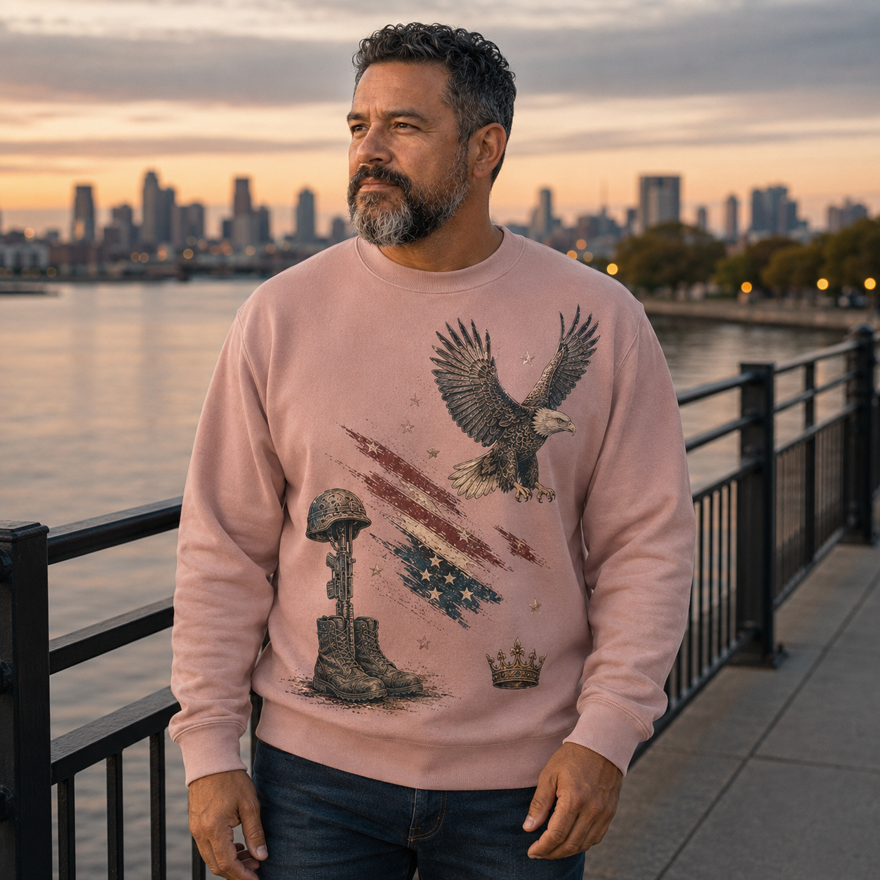Men's Vintage Patriotic Eagle Military Tribute Sweatshirt -52