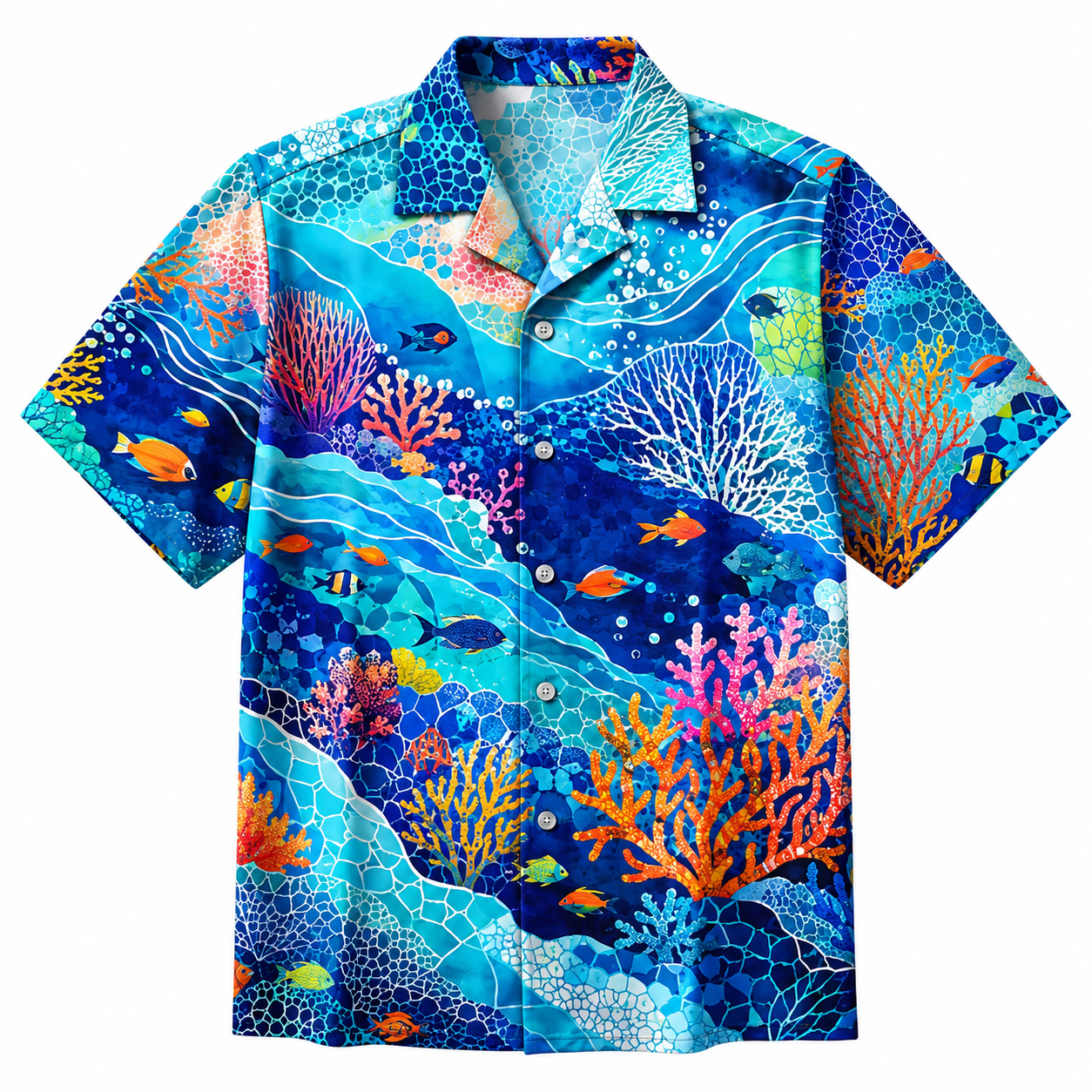 Summer Tropical Print Short Sleeve Beach Shirt -51