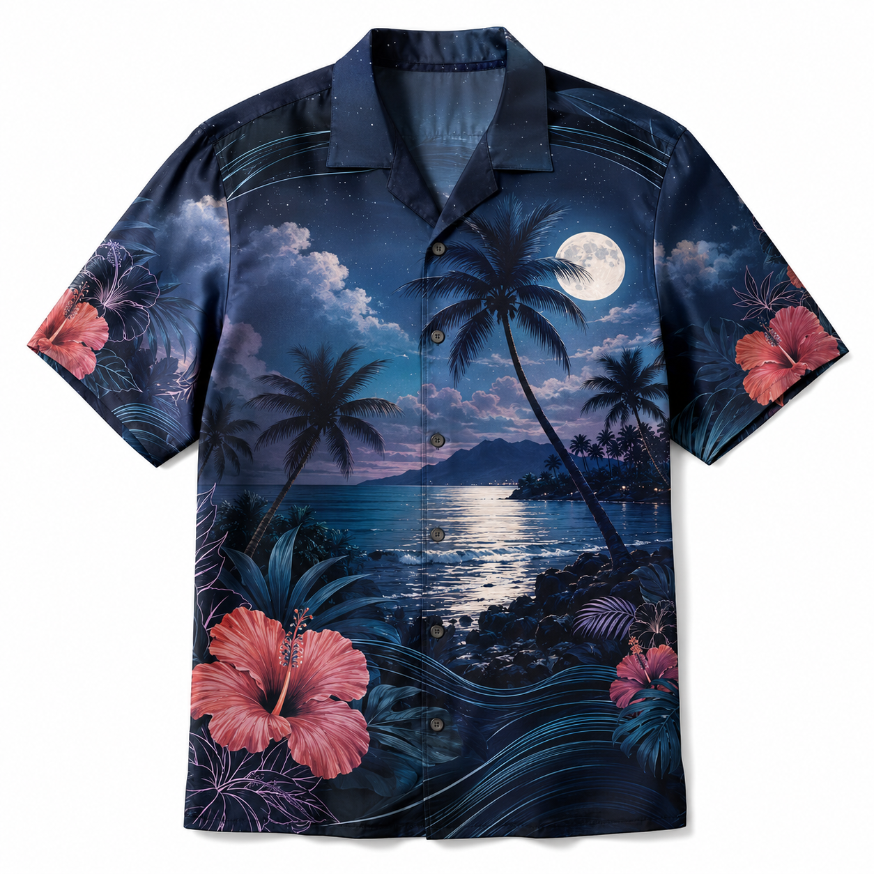 Summer Tropical Print Short Sleeve Beach Shirt -33