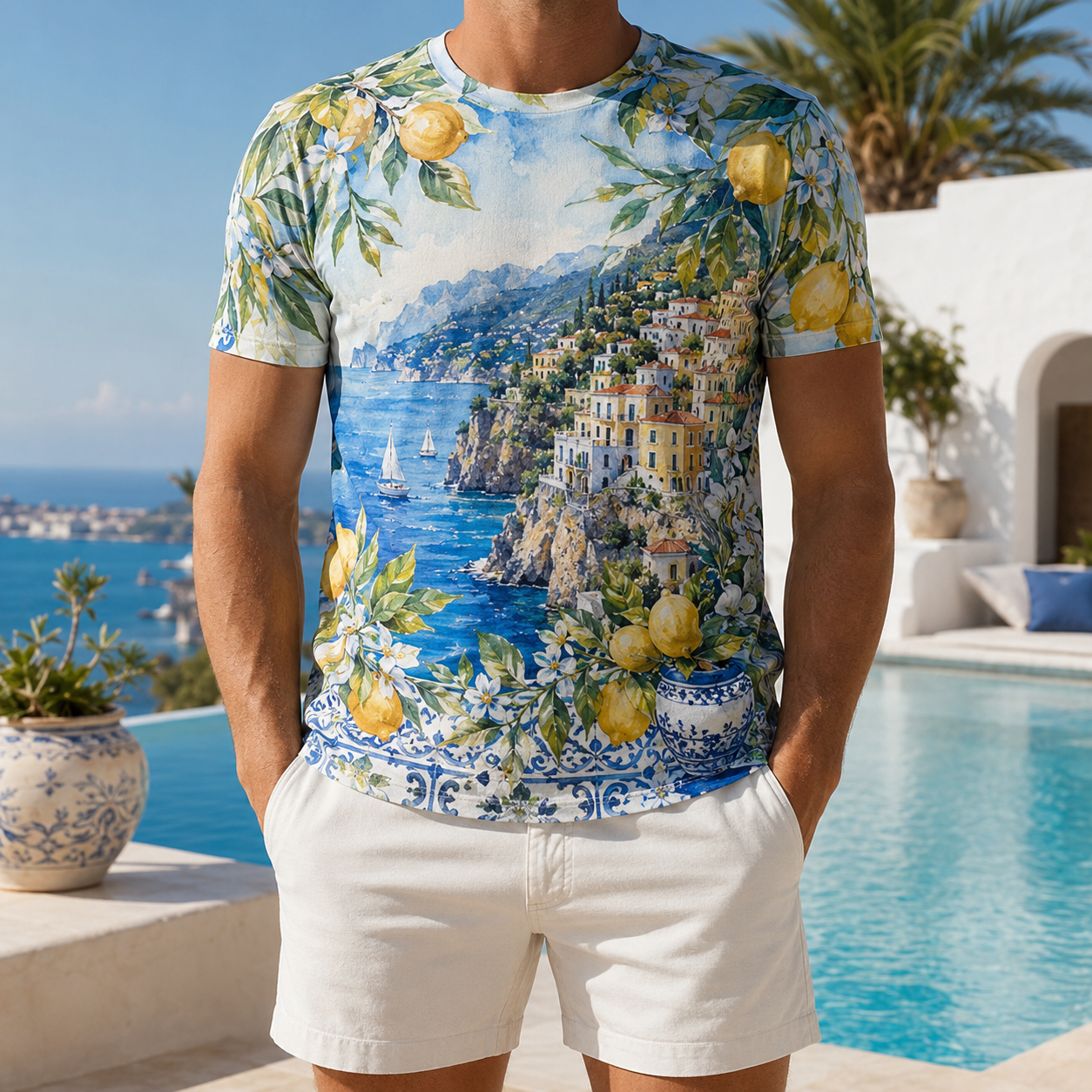 Men's Vintage Tropical Beach Resort Short Sleeve T-Shirt -14