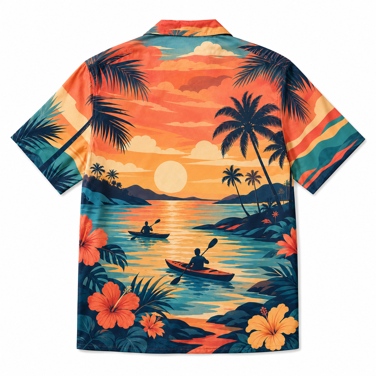 Summer Tropical Print Short Sleeve Beach Shirt -48
