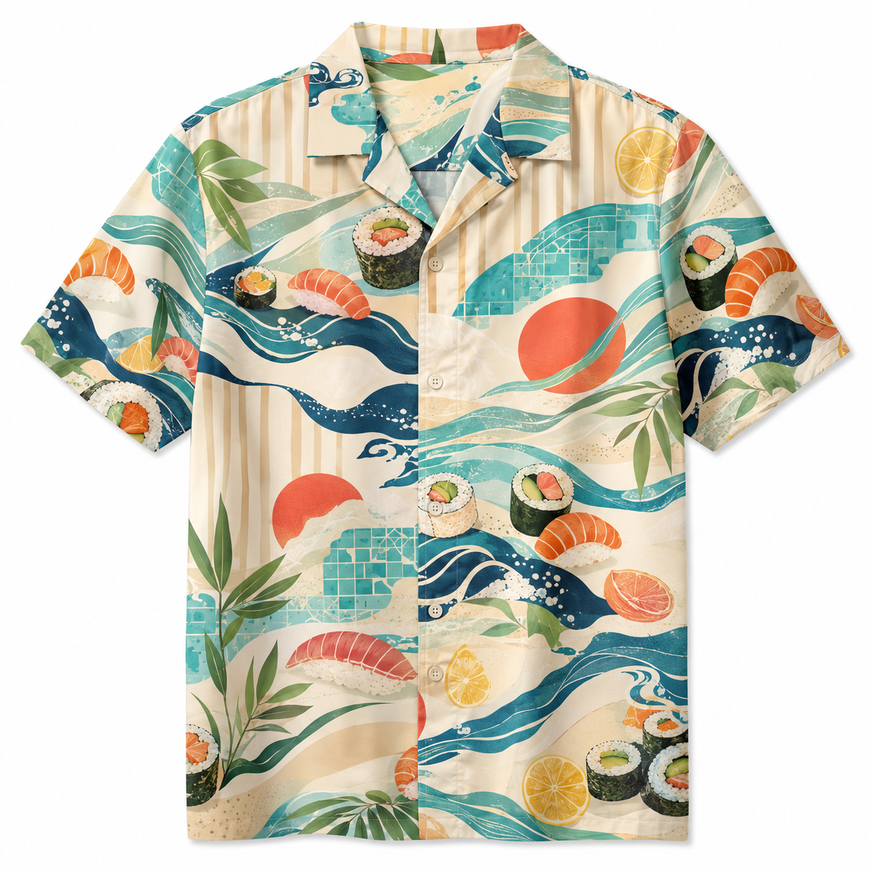 Summer Tropical Print Short Sleeve Beach Shirt -98