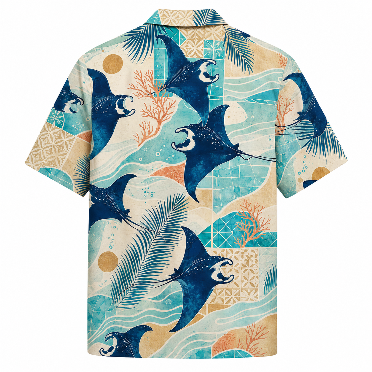 Summer Tropical Print Short Sleeve Beach Shirt -99