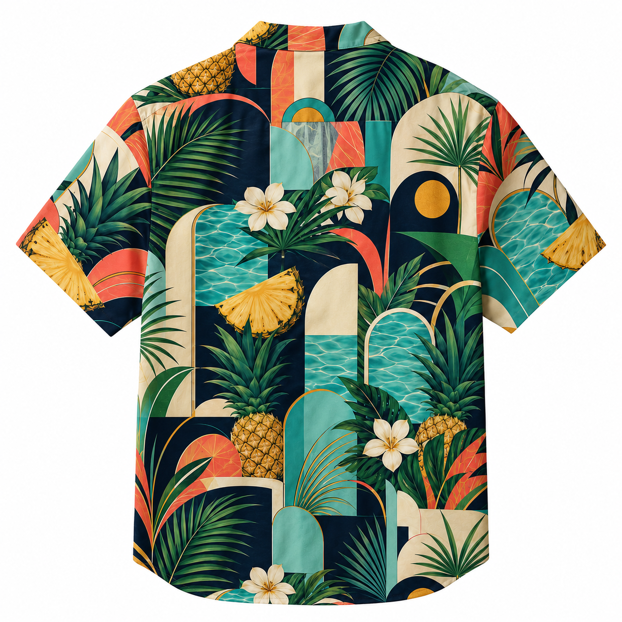 Summer Tropical Print Short Sleeve Beach Shirt -61