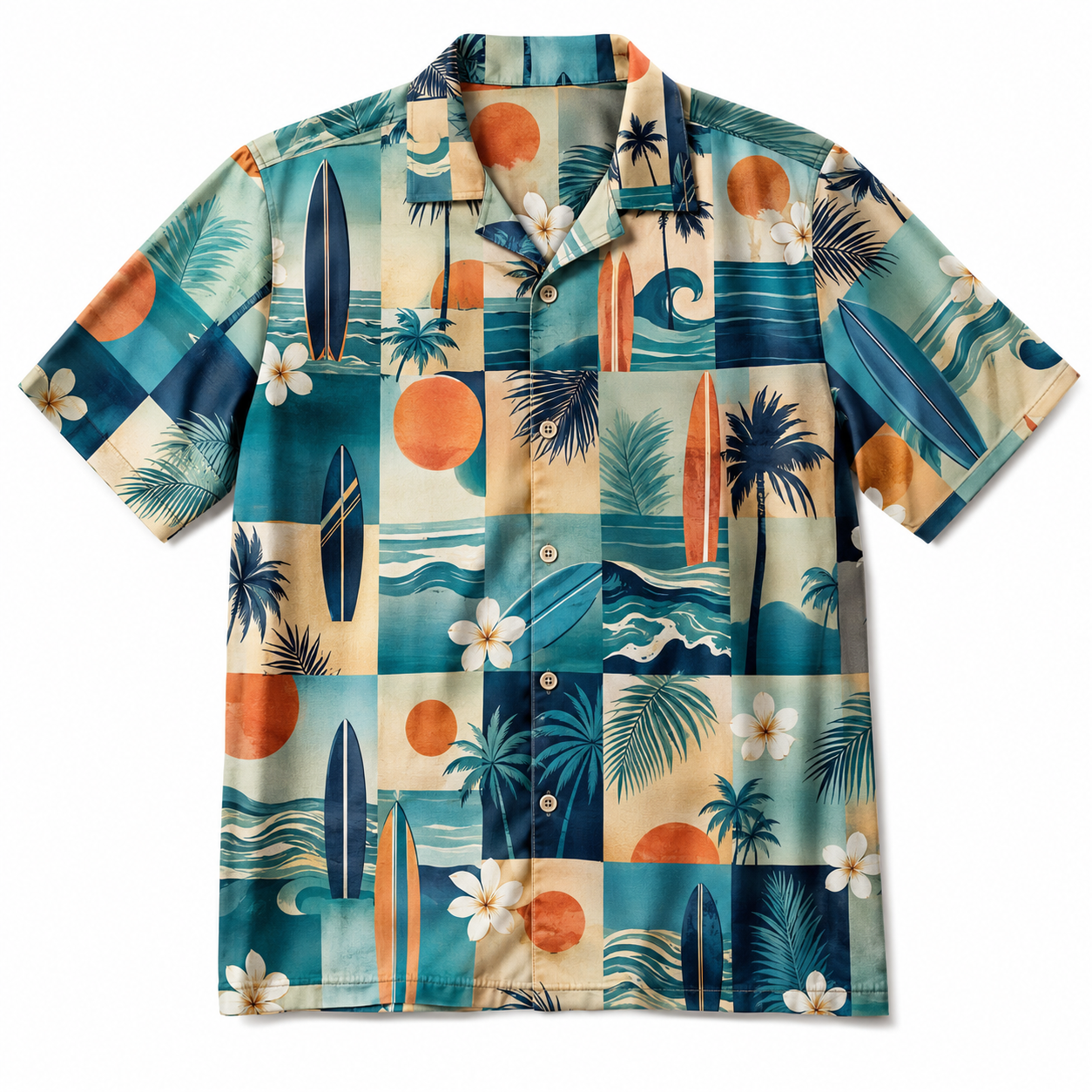 Summer Tropical Print Short Sleeve Beach Shirt -62