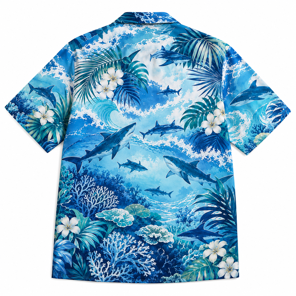 Summer Tropical Print Short Sleeve Beach Shirt -20