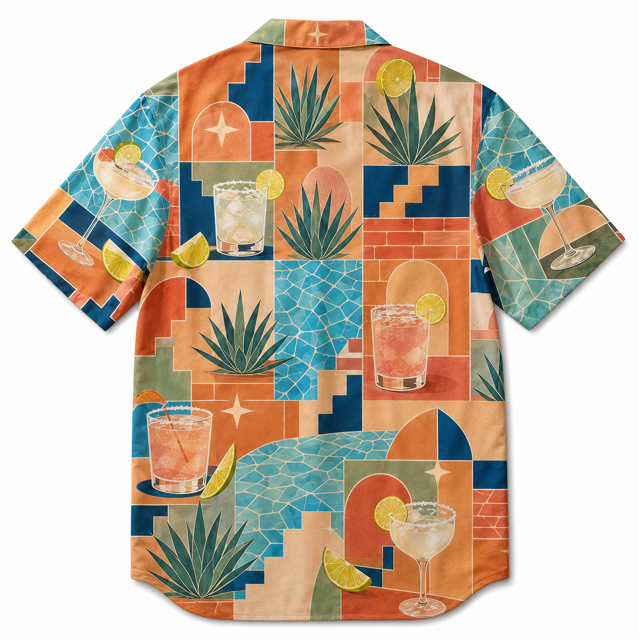 Summer Tropical Print Short Sleeve Beach Shirt -95