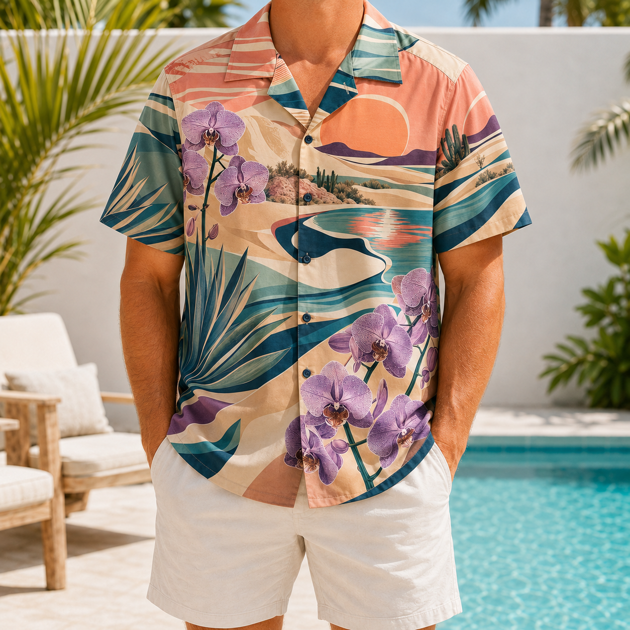 Summer Tropical Print Short Sleeve Beach Shirt -78