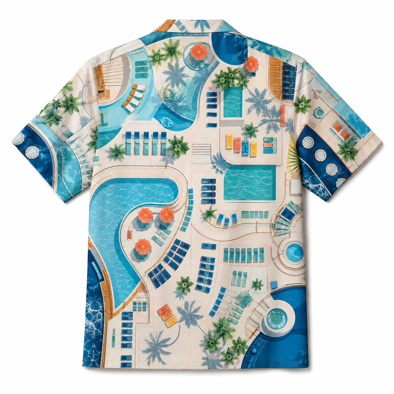 Summer Tropical Print Short Sleeve Beach Shirt -106