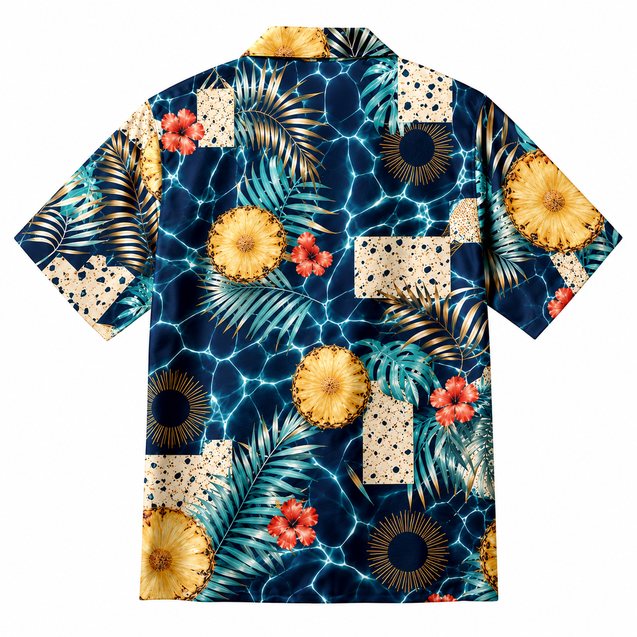 Summer Tropical Print Short Sleeve Beach Shirt -94