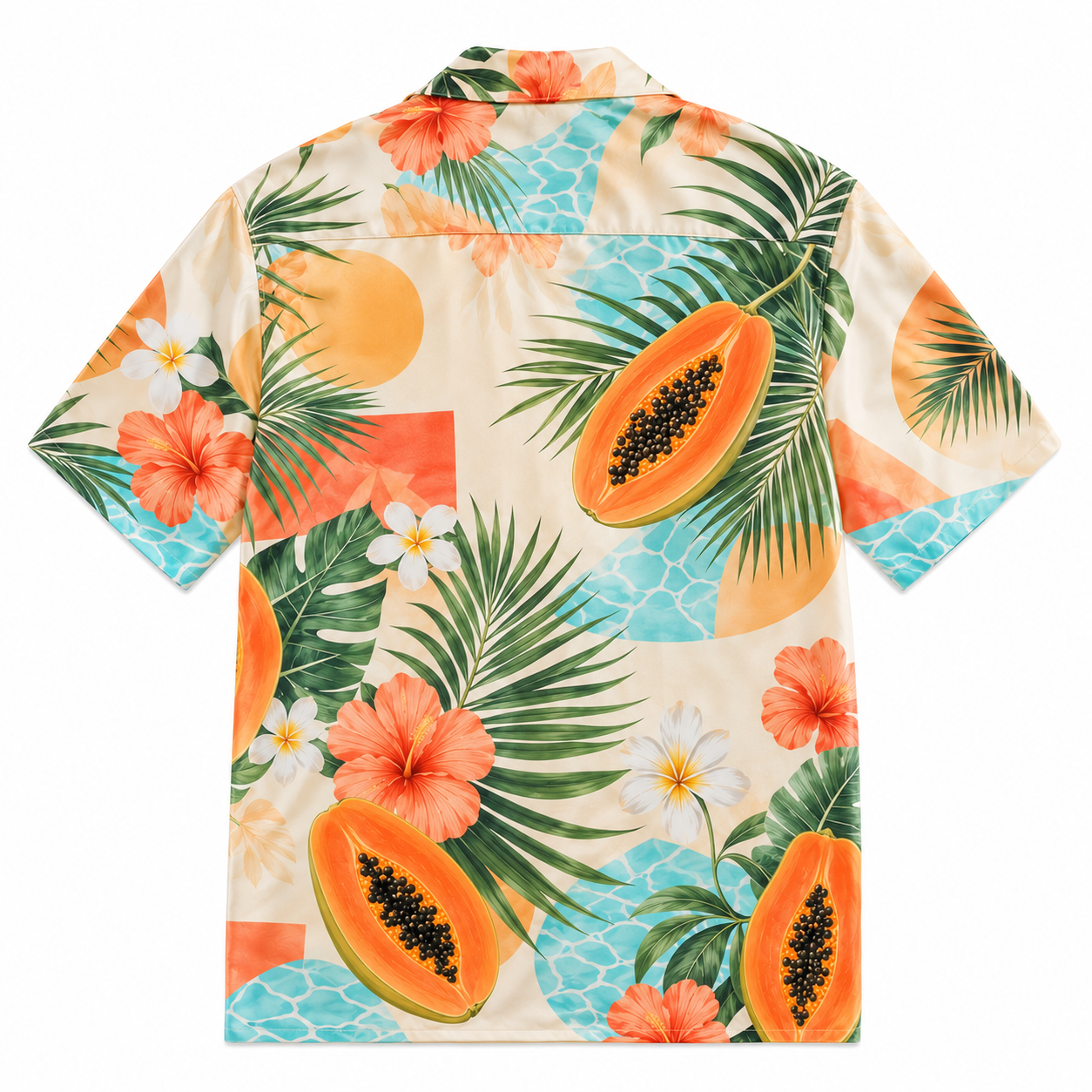 Summer Tropical Print Short Sleeve Beach Shirt -42
