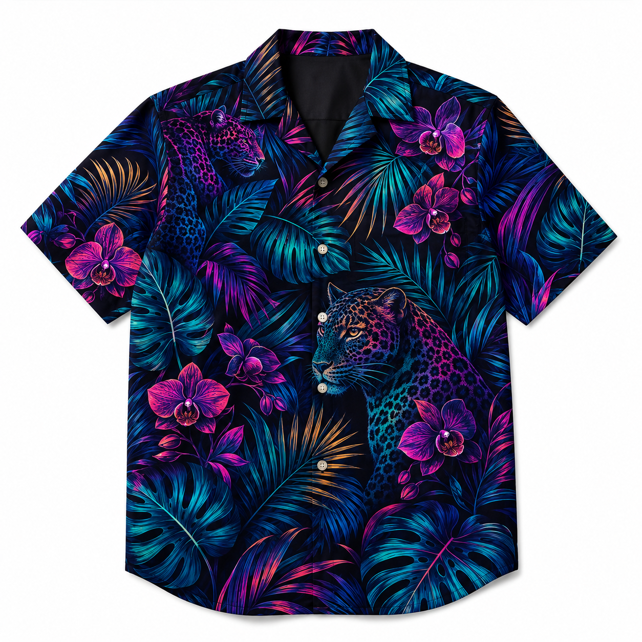 Summer Tropical Print Short Sleeve Beach Shirt -7