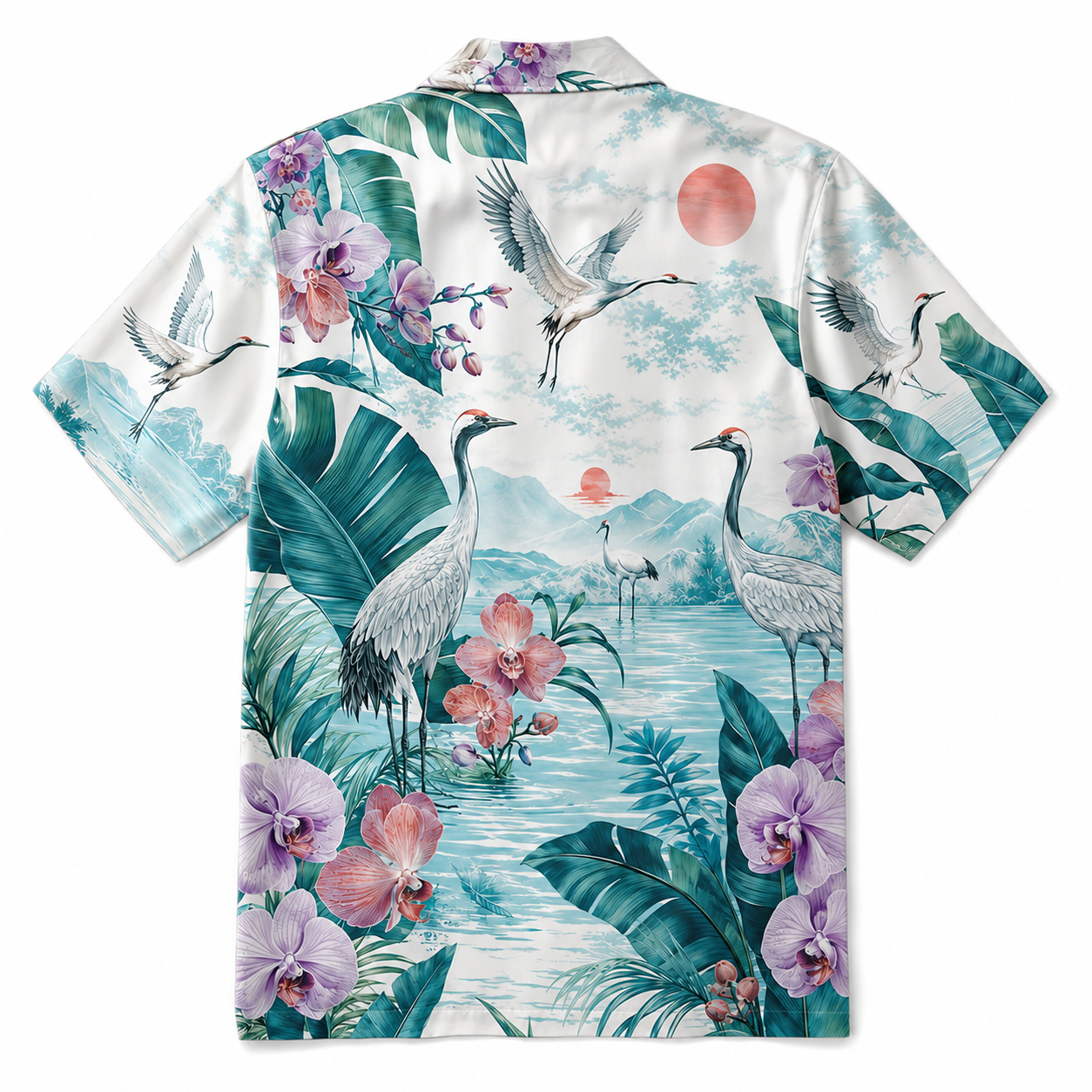 Summer Tropical Print Short Sleeve Beach Shirt -25