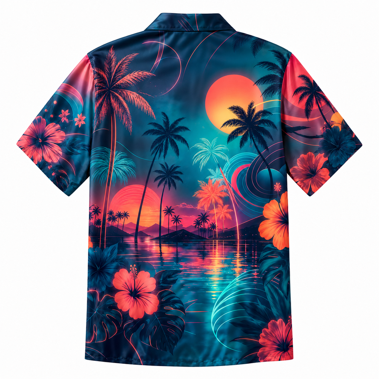 Summer Tropical Print Short Sleeve Beach Shirt -23