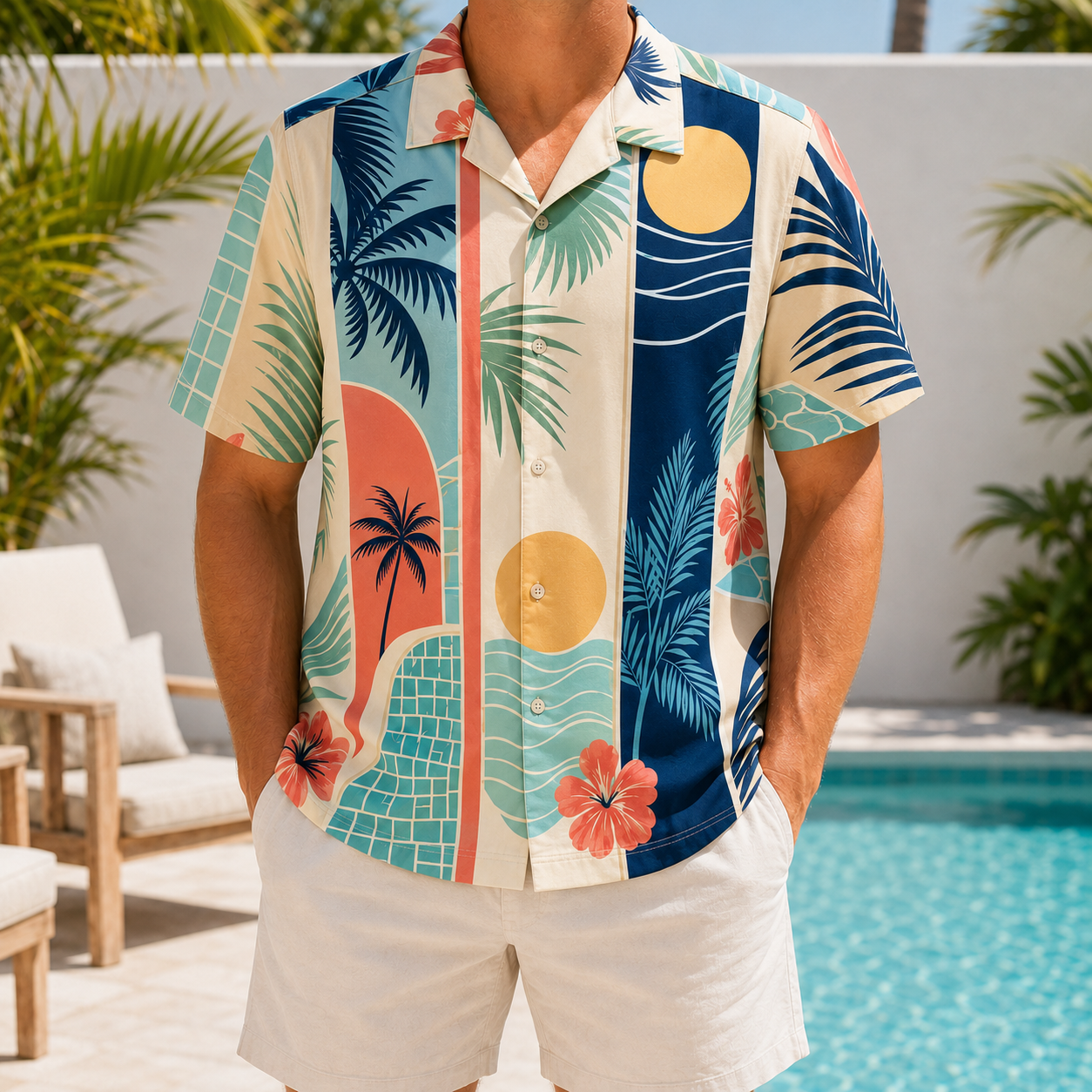 Summer Tropical Print Short Sleeve Beach Shirt -41