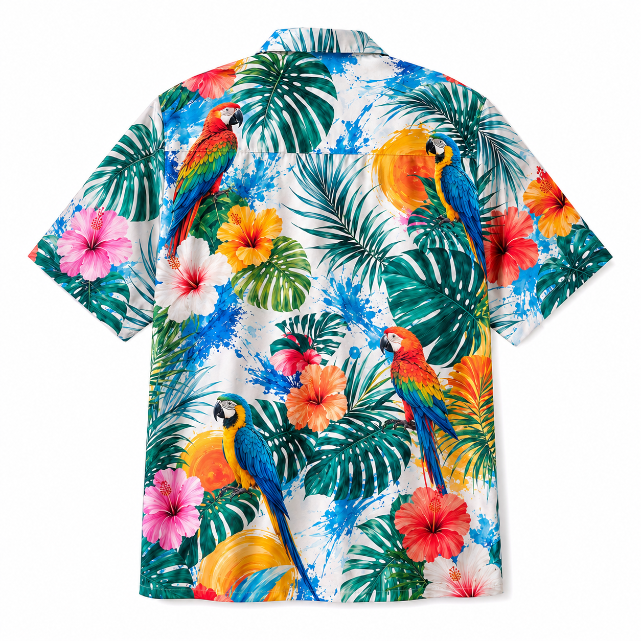 Summer Tropical Print Short Sleeve Beach Shirt -38