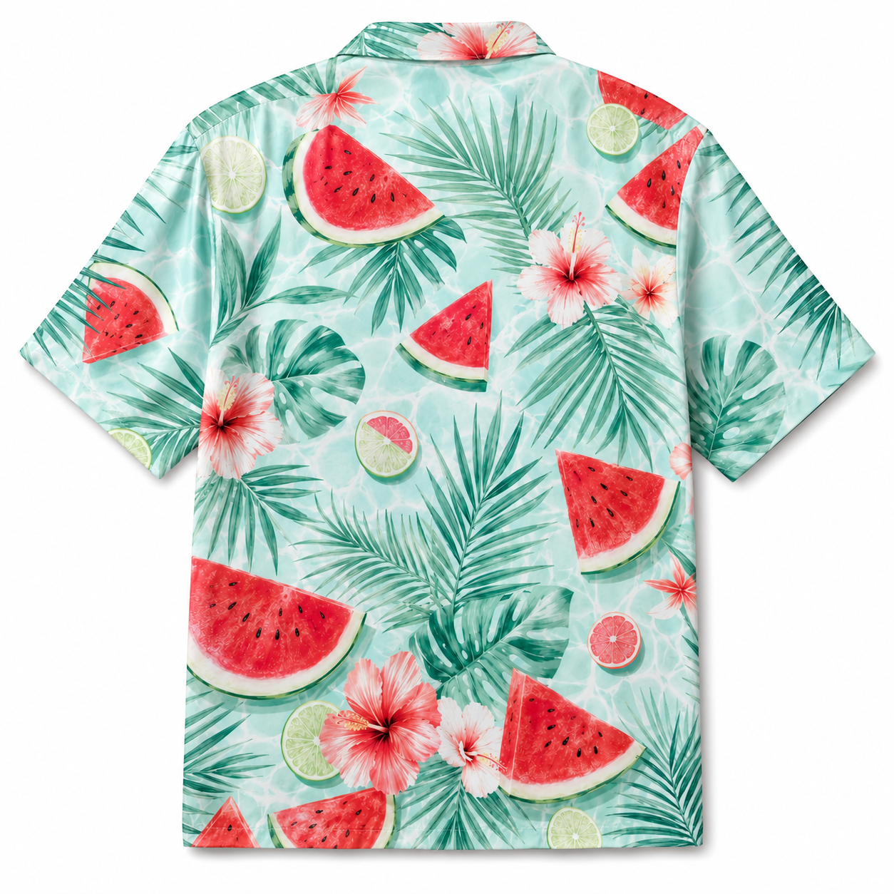 Summer Tropical Print Short Sleeve Beach Shirt -11