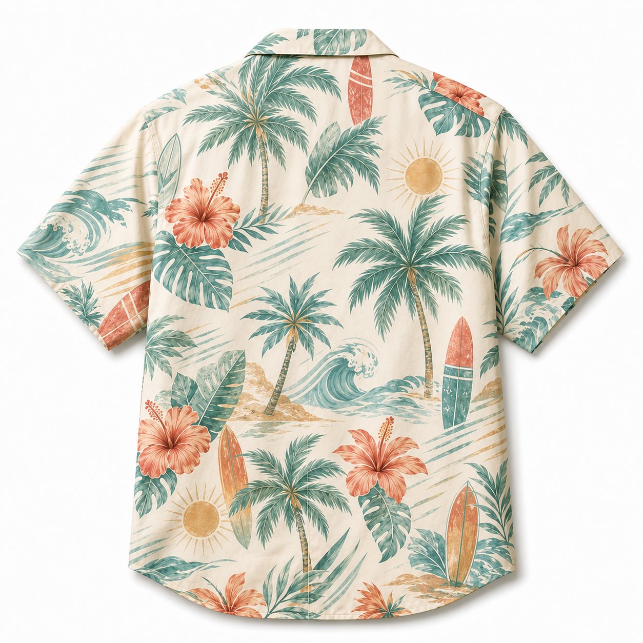 Summer Tropical Print Short Sleeve Beach Shirt -8