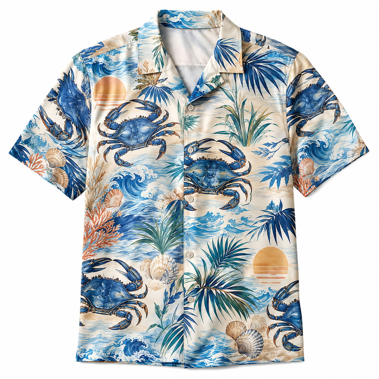 Summer Tropical Print Short Sleeve Beach Shirt -24