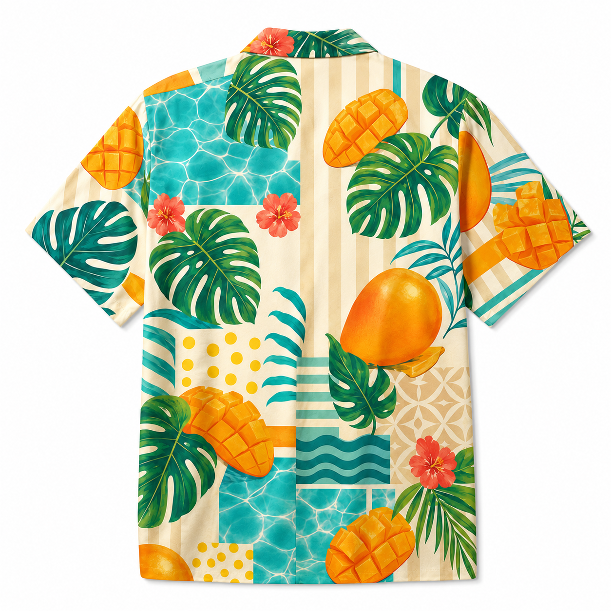 Summer Tropical Print Short Sleeve Beach Shirt -100