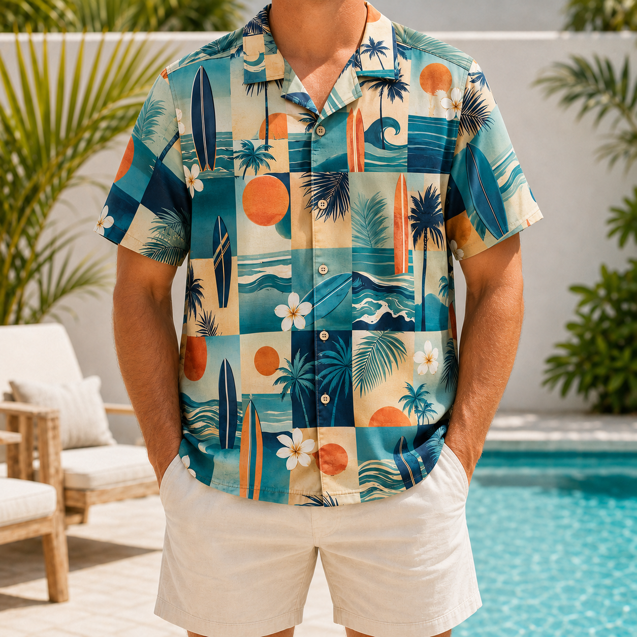 Summer Tropical Print Short Sleeve Beach Shirt -62